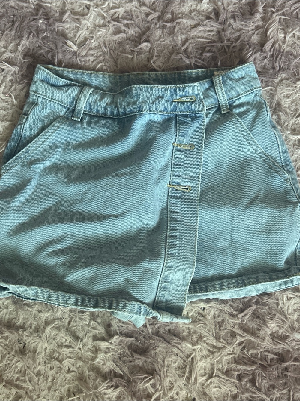 SHEIN Light Blue Denim Skirt Shorts